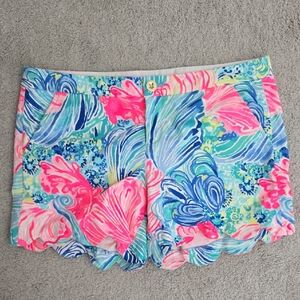 Lily Pulitzer Butterfly Stretch 5" Inseam Colorful Floral Print Shorts Sz 12